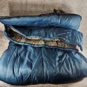 Coleman Sleeping Bag Blue Plaid Flannel Lined Rectangular Camping Adult 34x75